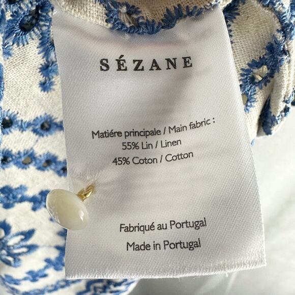 Sezane South Blouse Embroidered Floral Eyelet 
Blouse Summer French Blouse US 6 - Picture 7 of 14